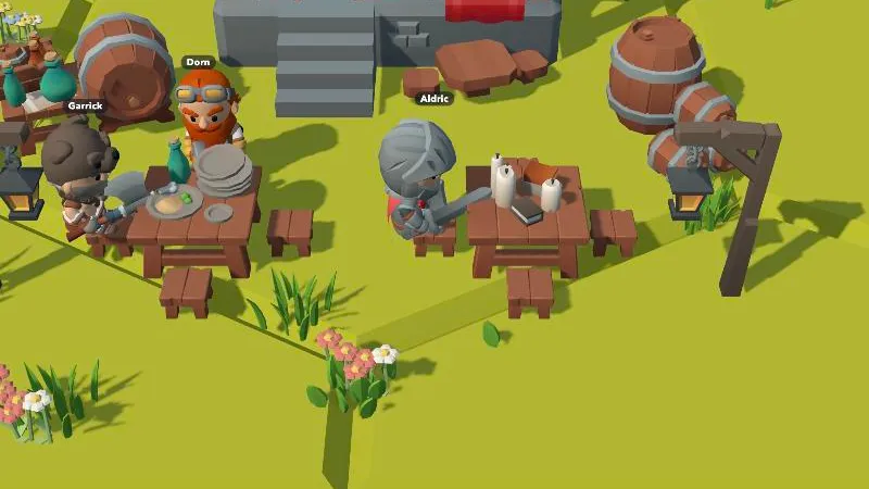 Villagers gathered in the tavern